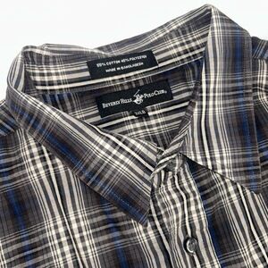 Beverly Hills Polo Club Mens 3XLB Black Plaid Short Sleeve Button Up Casual